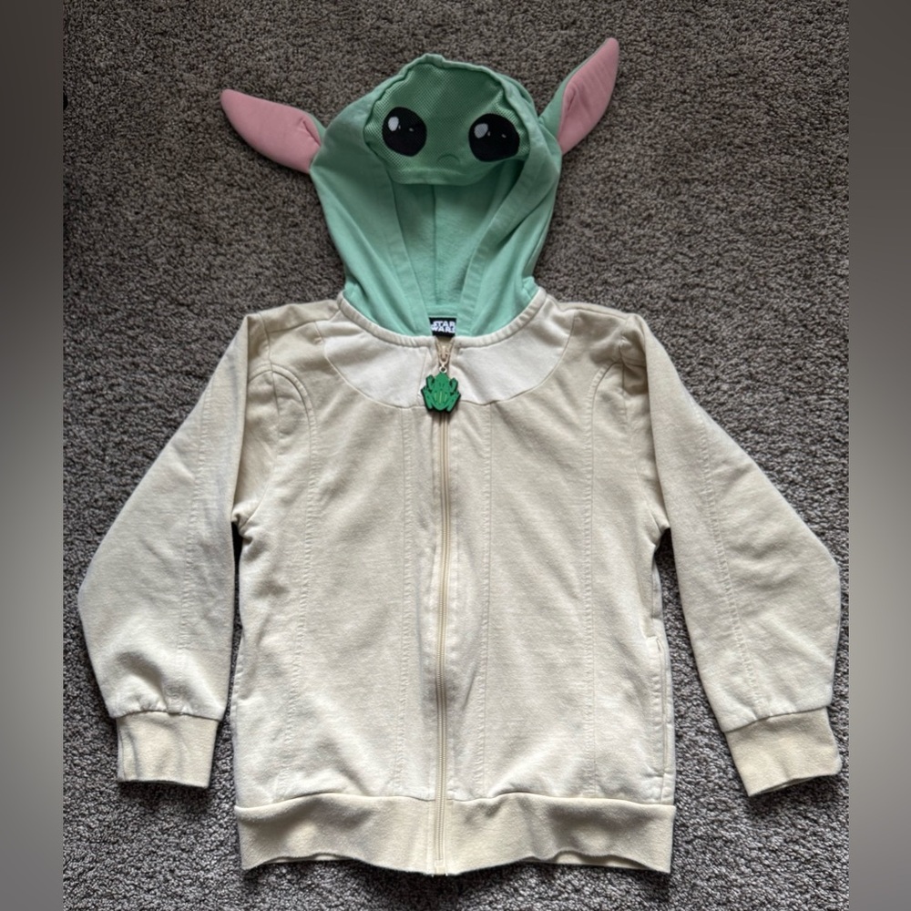 Star Wars Baby Yoda with Character Ears Cream and Green Hoodie for
